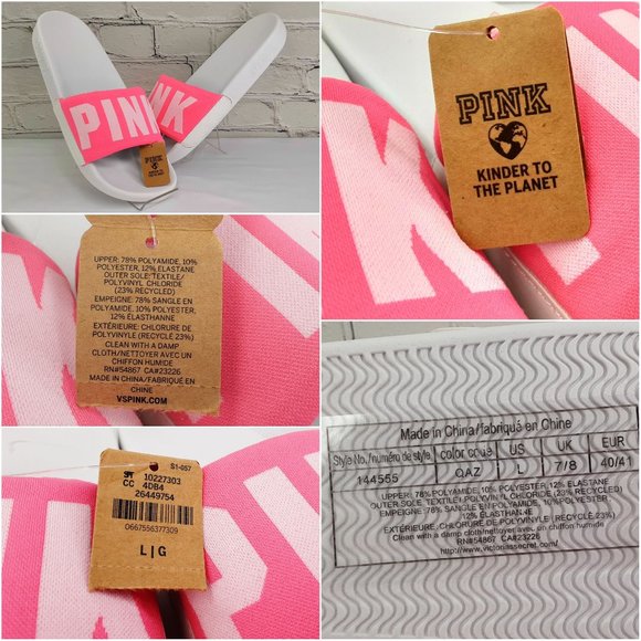 VICTORIA'S SECRET 'PINK' LOGO SLIDE SANDALS SIDE-BANDED - Picture 12 of 16